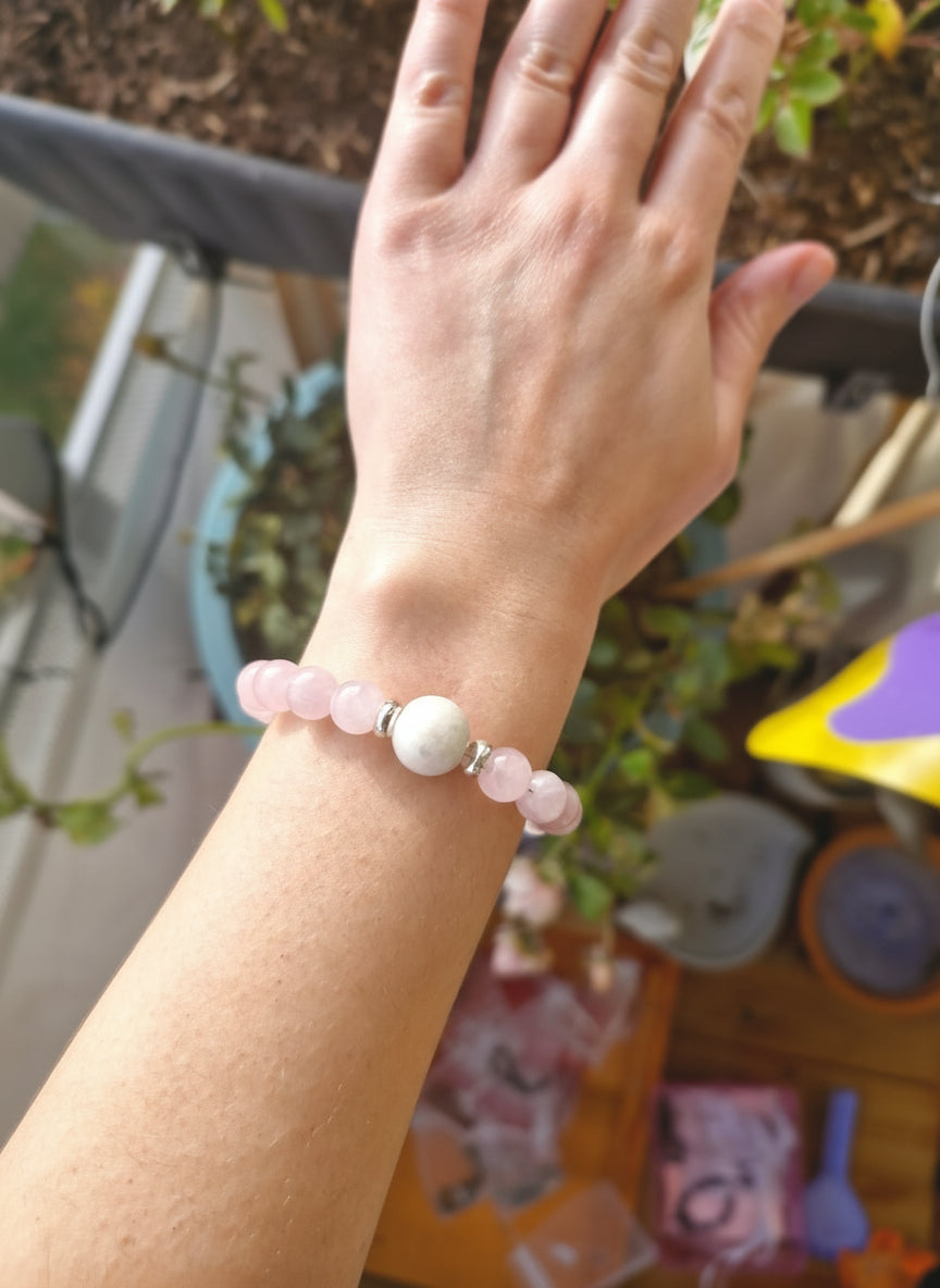 Mondstein in Rosenquartz