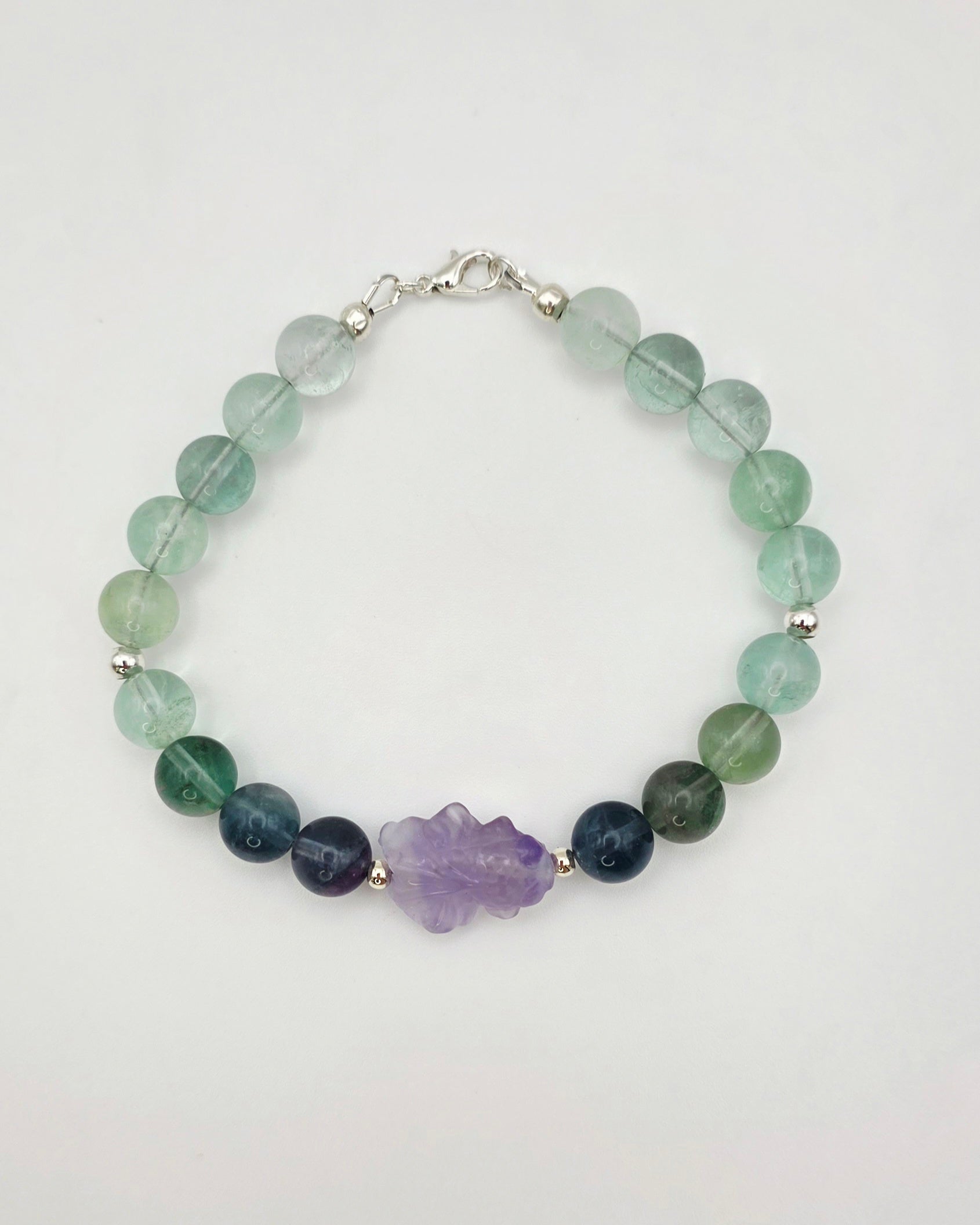 Fluorit Fisch Koi Armband grün