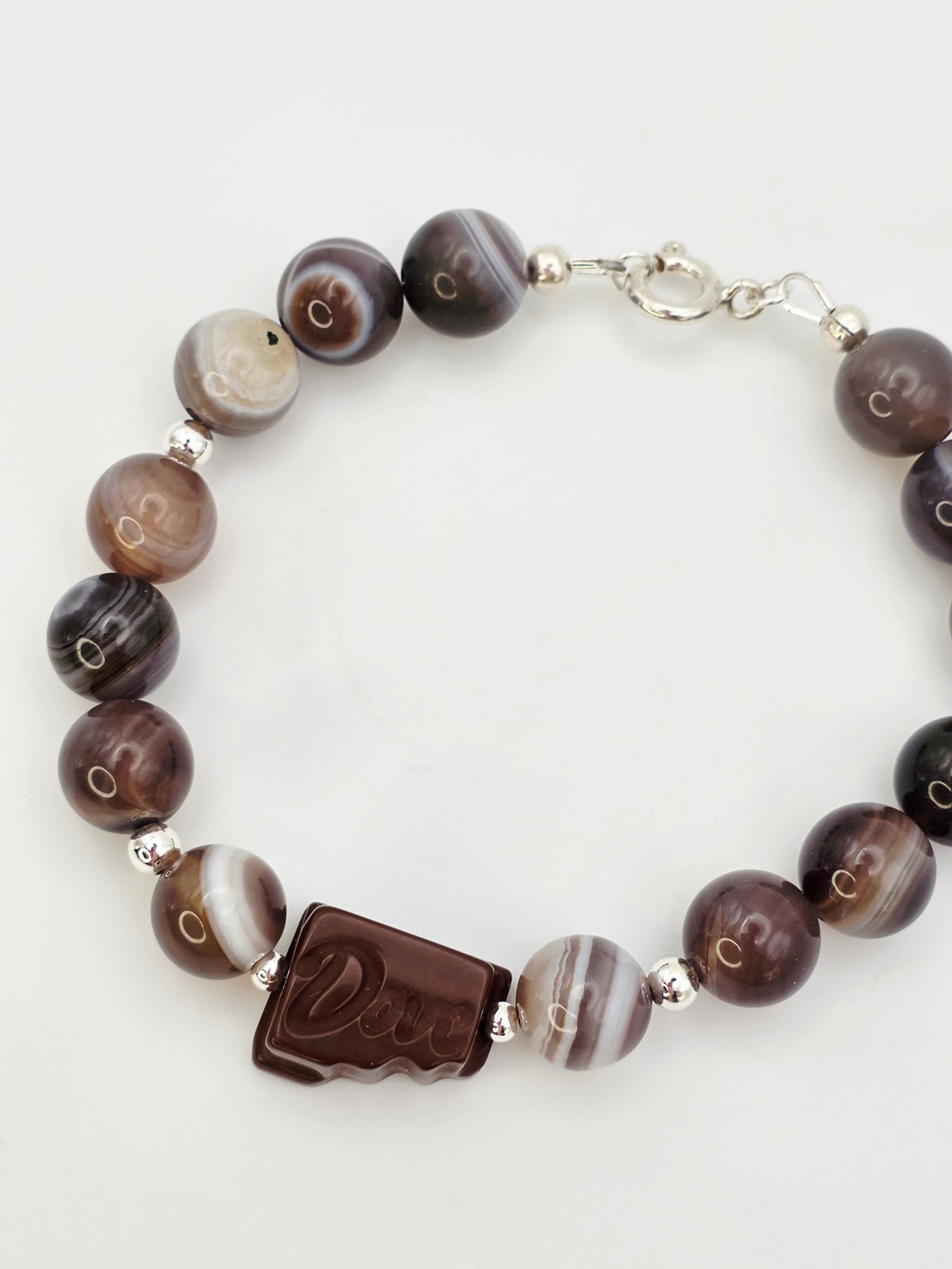 "Dove" Jaspis Schoki Achat Armbabd